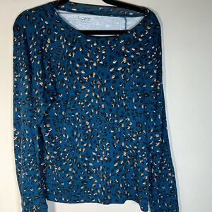 ANN Taylor Loft Top Womens Medium  Long Sleeves Floral Print Blouse